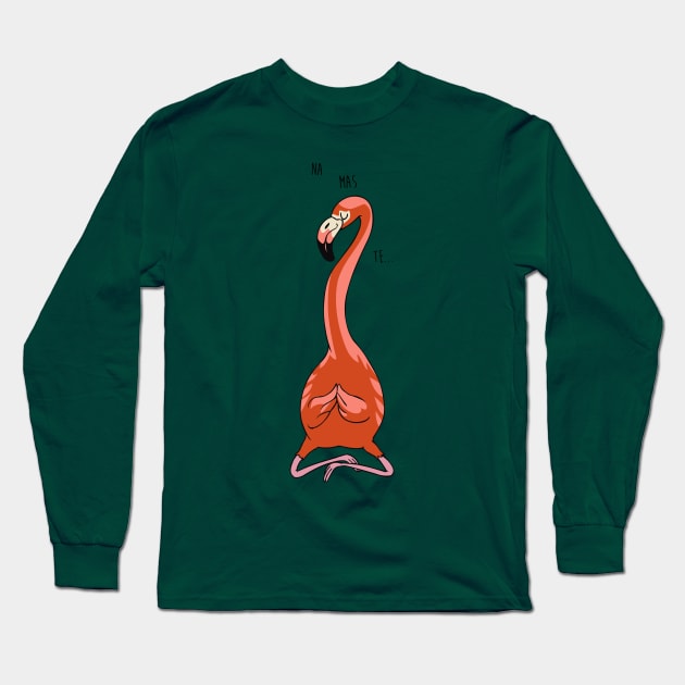 NAMASTE Flamingo Long Sleeve T-Shirt by huebucket